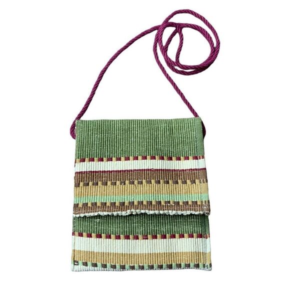 Woven Tapestry Fabric Shoulder Bag Cross Body Purse - Picture 6 of 9